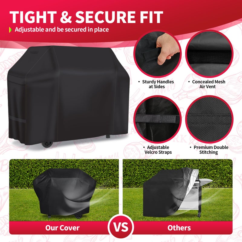 NEXCOVER 60 Inch Grill Cover - 600D Heavy Duty Waterproof and Weather Resistant BBQ Cover for Weber, Char Broil, Nexgrill - Fade Resistant, Black - Image 5